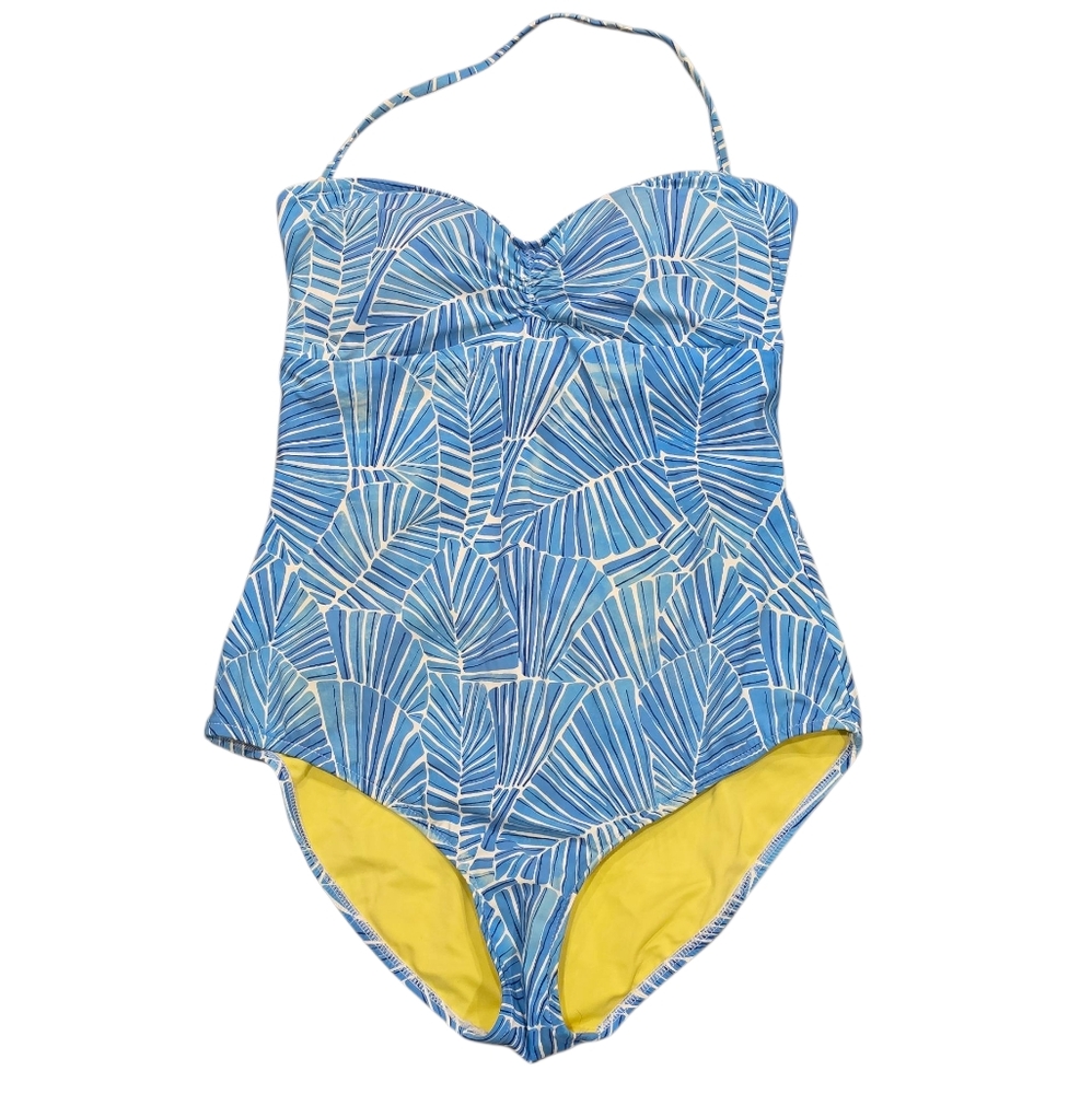 VINEYARD VINES ABSTRACT LEAF STRAPLESS SWIMSUIT M
